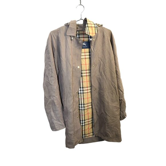 Vintage Burberry Nova Check Lined Detachable Hood Mid-Length Jacket Brown